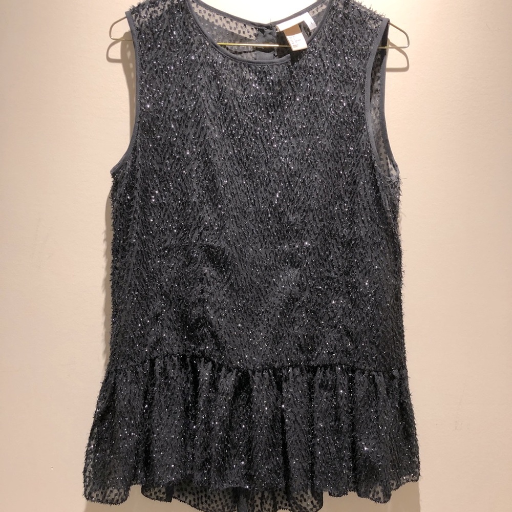 H&M sheer sleeveless sparkly black top